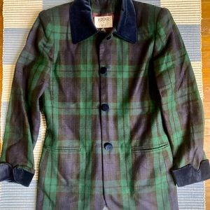 Vintage Kasper for A.S.L Plaid Windowpane Wool Velour Collar Blazer 6
